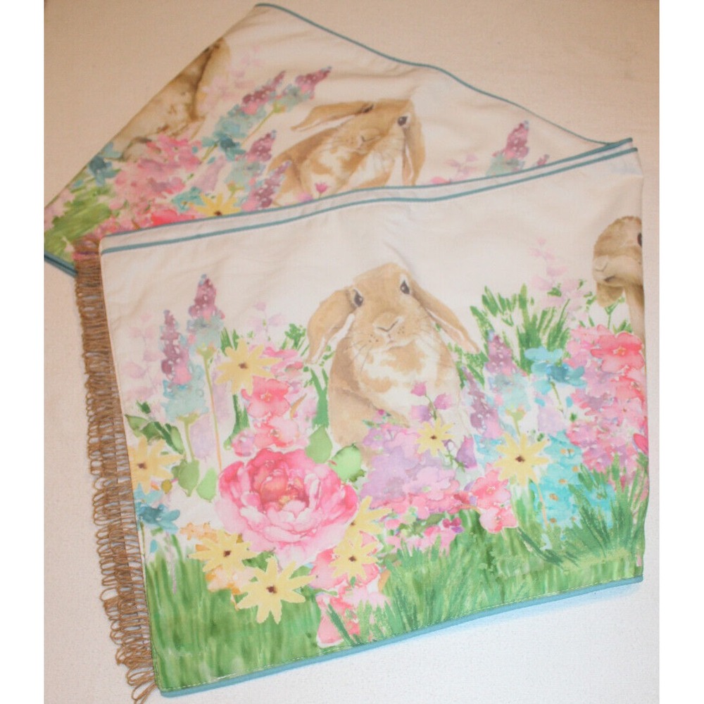 72" spring easter table runner bunny bunnies flowers garden CUTE!